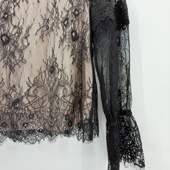 Honey & t Black Lace Crochet Whimsigoth Fairy Grunge Romantic‎ Top Size M Sheer - Picture 9 of 13
